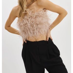 Lamarque feather bustier in doeskin